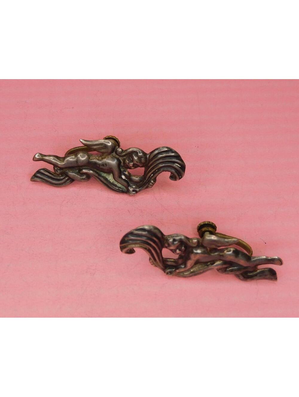 Vintage Sterling screw back ART NOVEAU Earrings